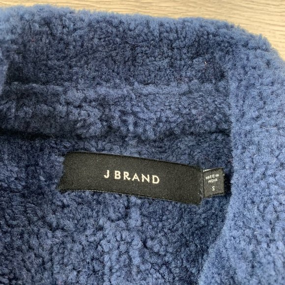 J BRAND Aiah Lambskin Leather Moto Jacket Genuine Shearling Trim Washed Navy - Picture 6 of 11